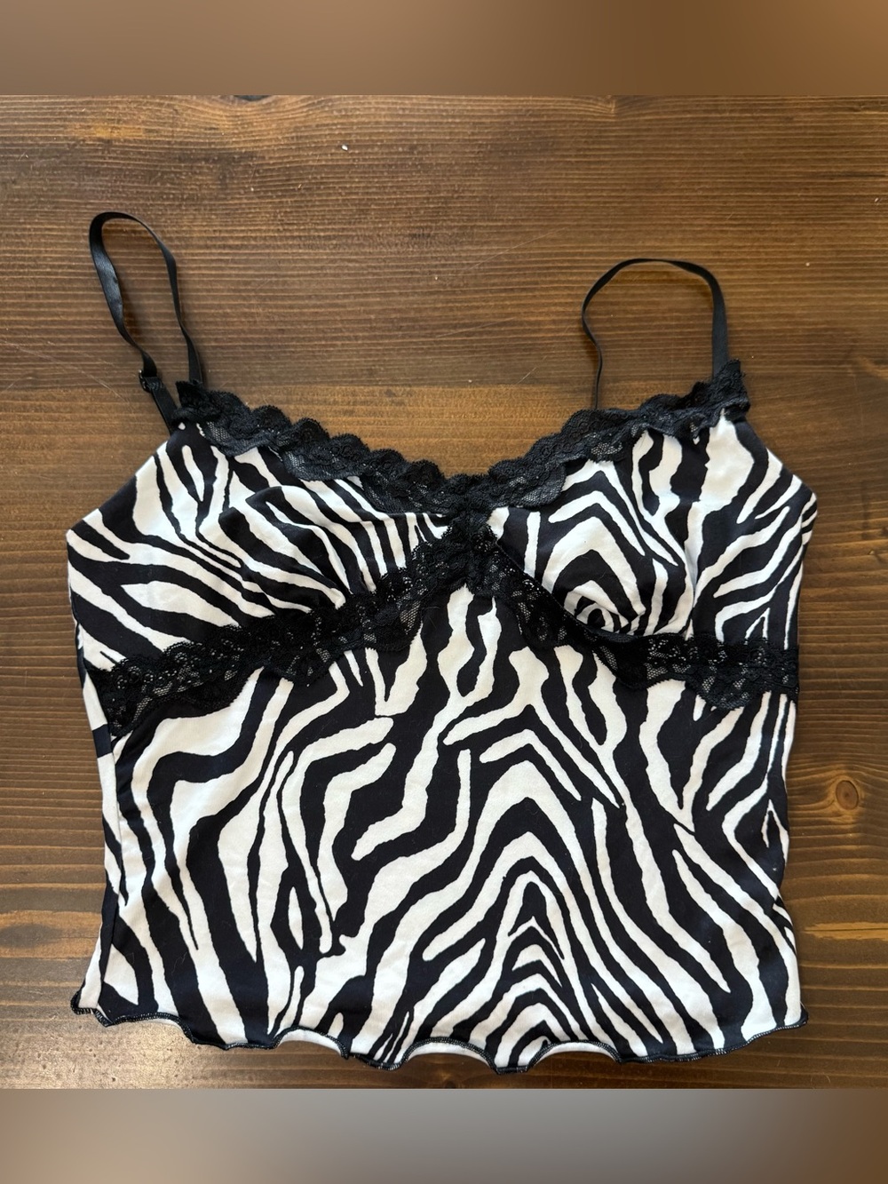 Zebra stripe lace cami top